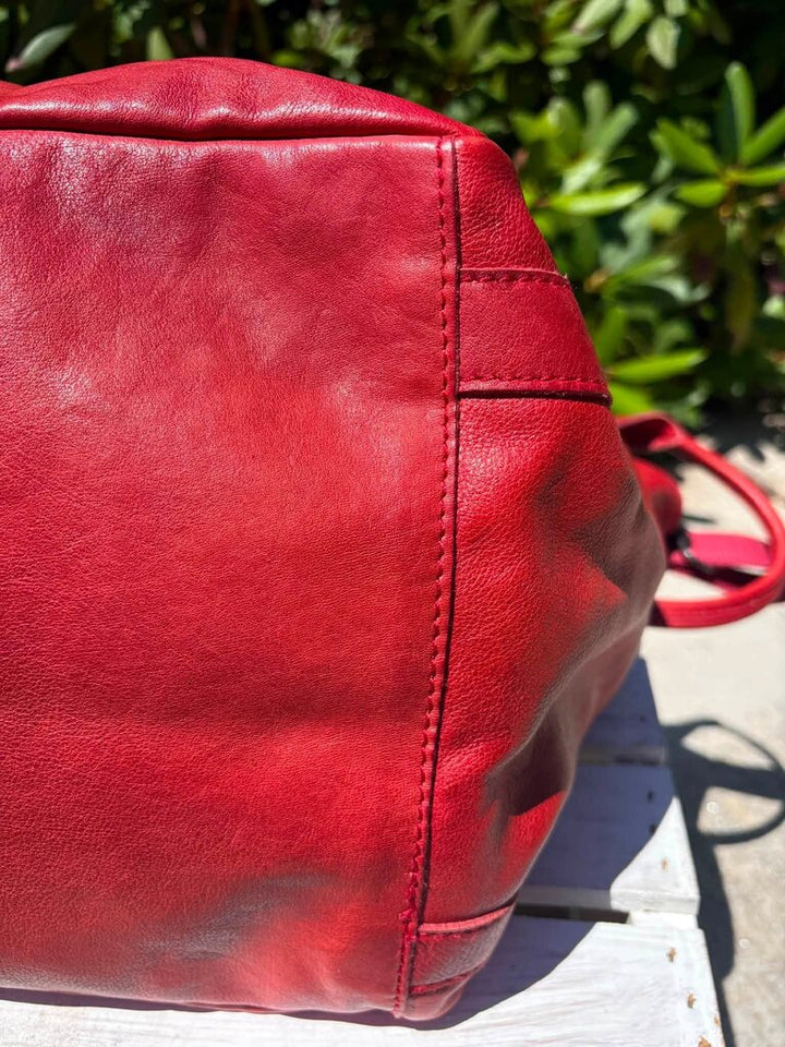 Free People Leslie Leather Tote in Ripe Tomato