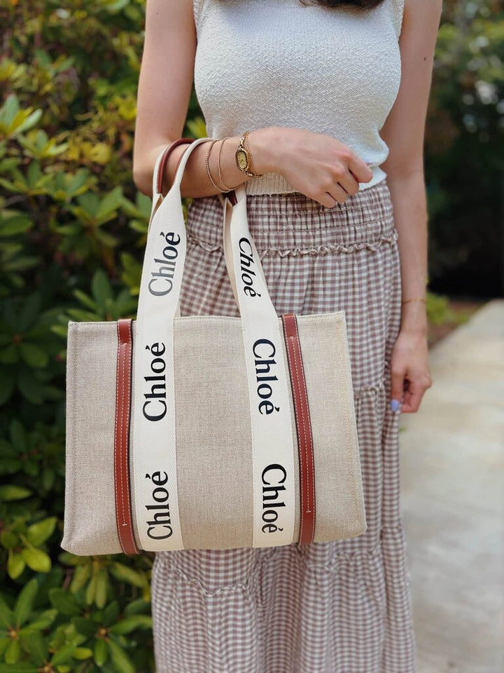 Chloe Woody Medium Canvas Tote