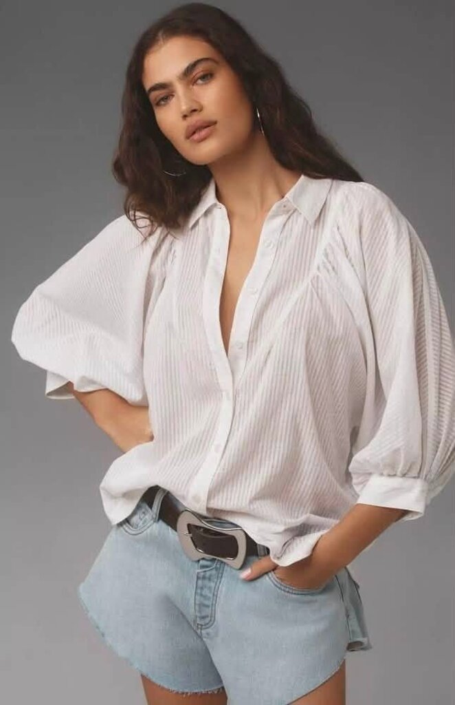 Maeve Easy Voluminous Buttondown Shirt - Size Large