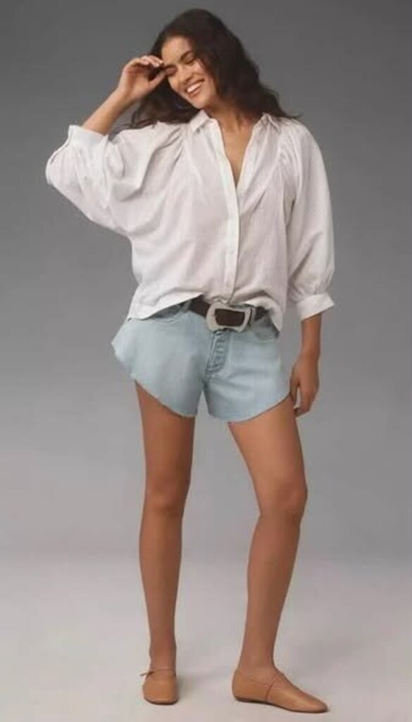 Maeve Easy Voluminous Buttondown Shirt - Size Large