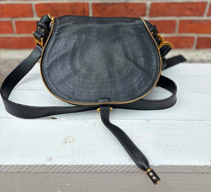 Chloe Marcie Saddle Medium Crossbody Bag in Grained Calfskin