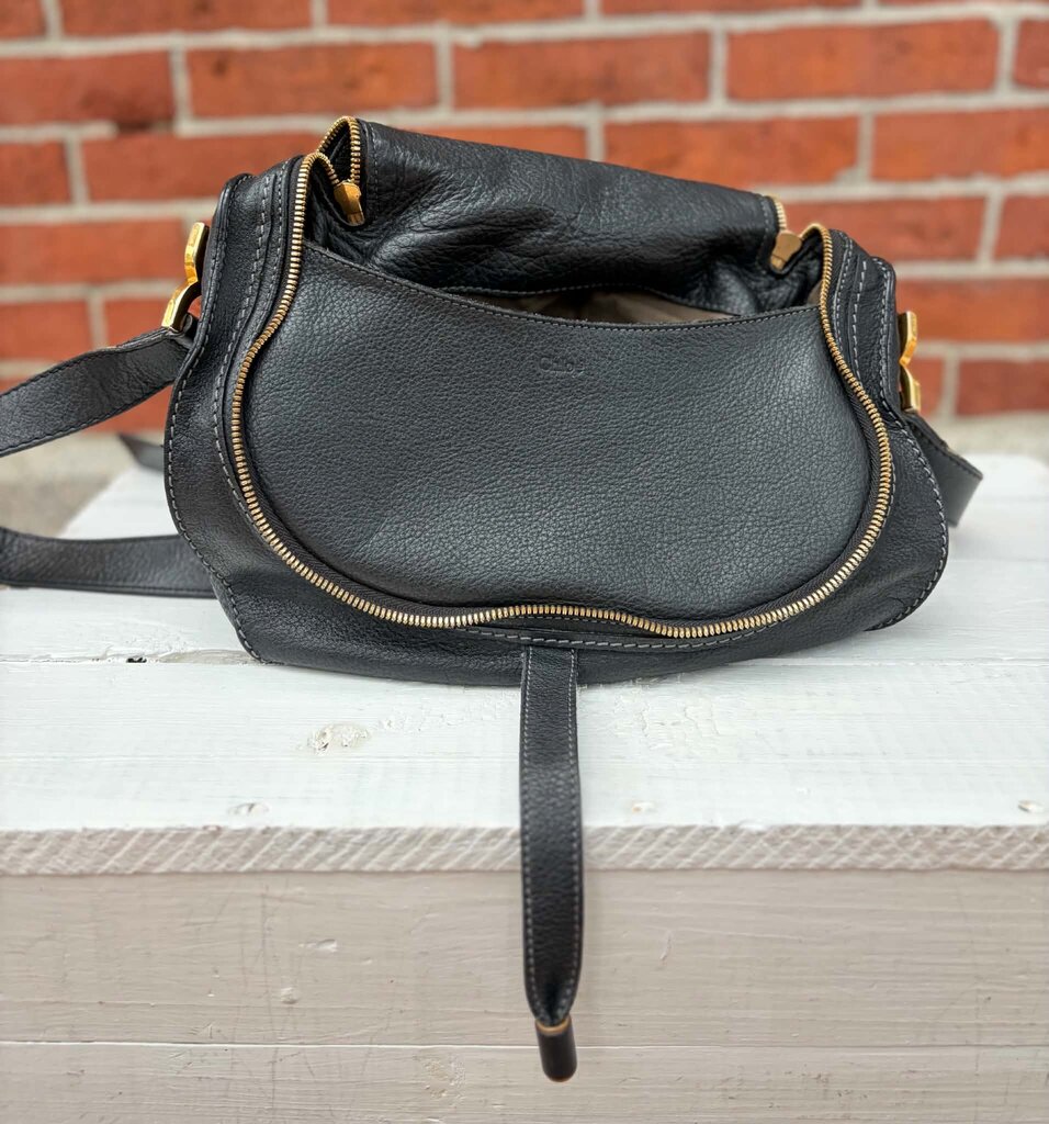 Chloe Marcie Saddle Medium Crossbody Bag in Grained Calfskin