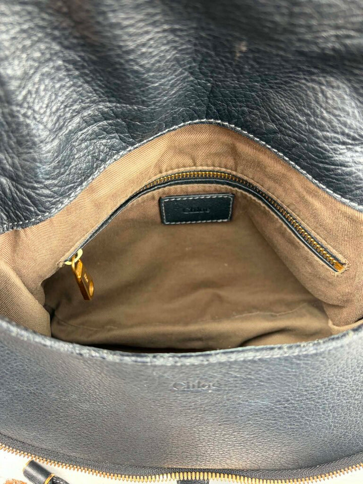 Chloe Marcie Saddle Medium Crossbody Bag in Grained Calfskin