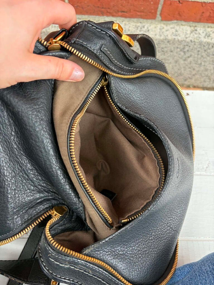 Chloe Marcie Saddle Medium Crossbody Bag in Grained Calfskin