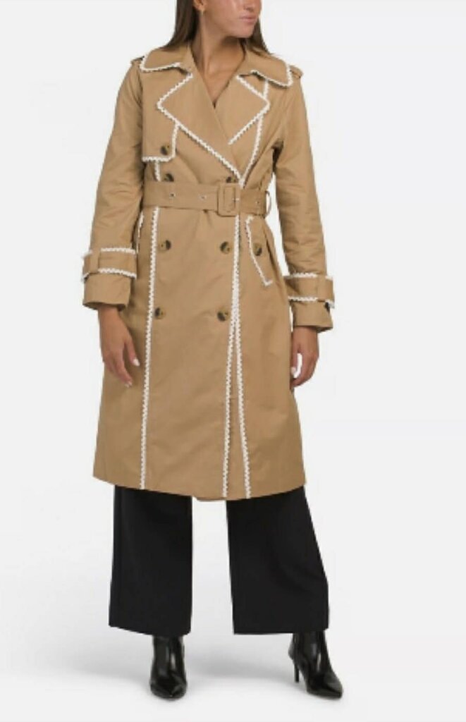 7 For All Mankind Lace Trim Tan Trench Coat - Size Small
