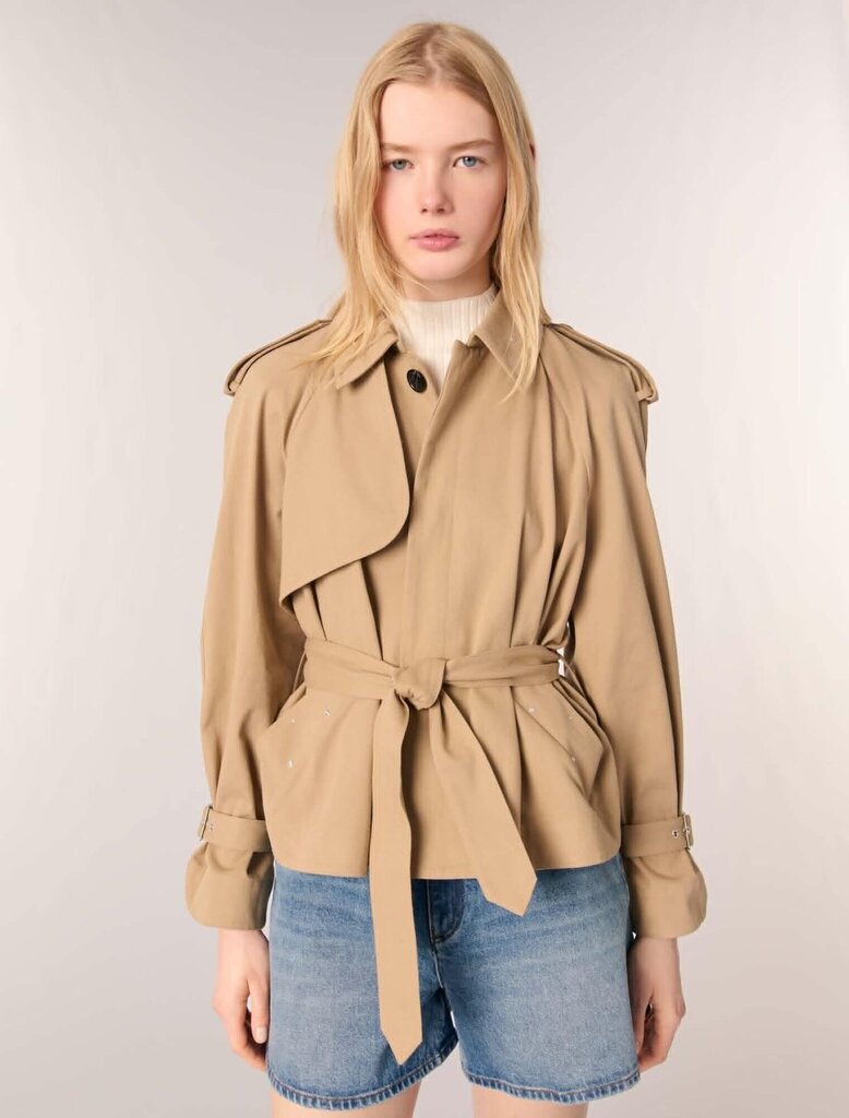 Maje NWT Short Studded Trench Coat - Size 36(Retails $565)