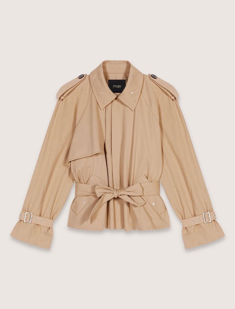 Maje NWT Short Studded Trench Coat - Size 36(Retails $565)