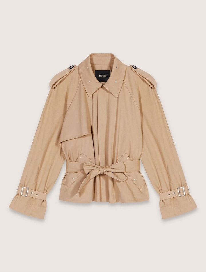 Maje NWT Short Studded Trench Coat - Size 36(Retails $565)