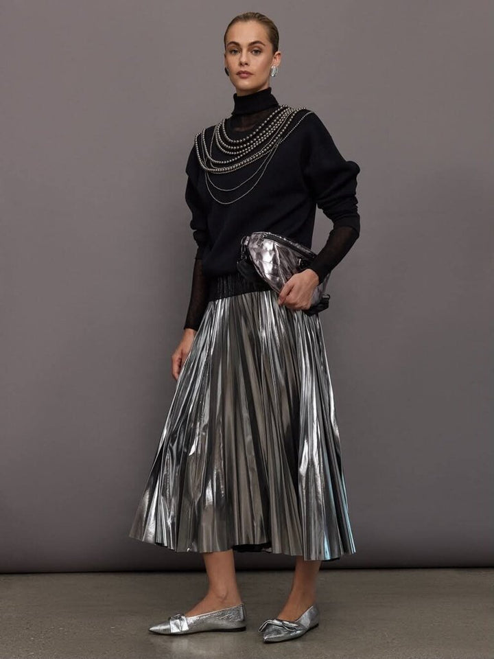 Carbon 38 NWT Metallic Pleated Skirt - Size Medium(Retails $138)