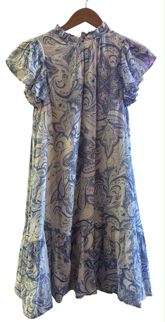 Pinch Ruffle Mini Dress In Blue - Size Small