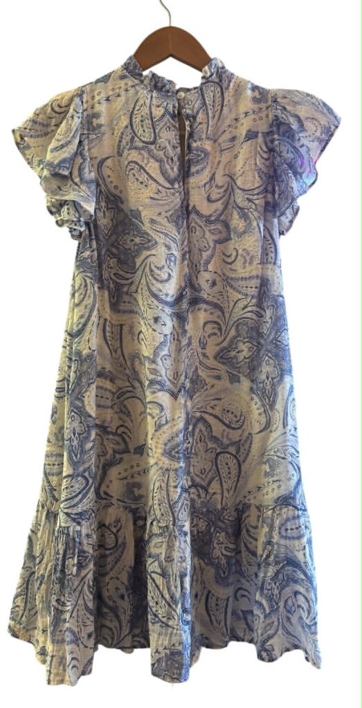 Pinch Ruffle Mini Dress In Blue - Size Small