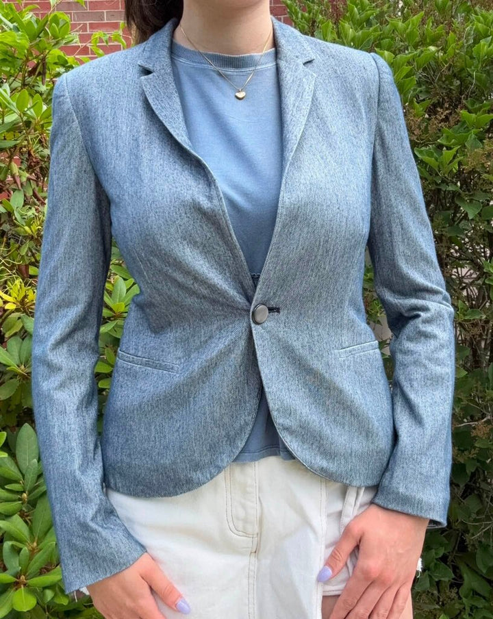 Zara Chambray Fitted Blazer - Size Medium