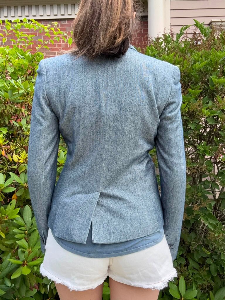 Zara Chambray Fitted Blazer - Size Medium