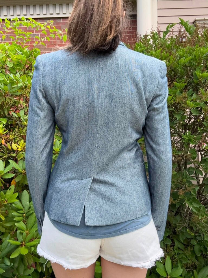 Zara Chambray Fitted Blazer - Size Medium