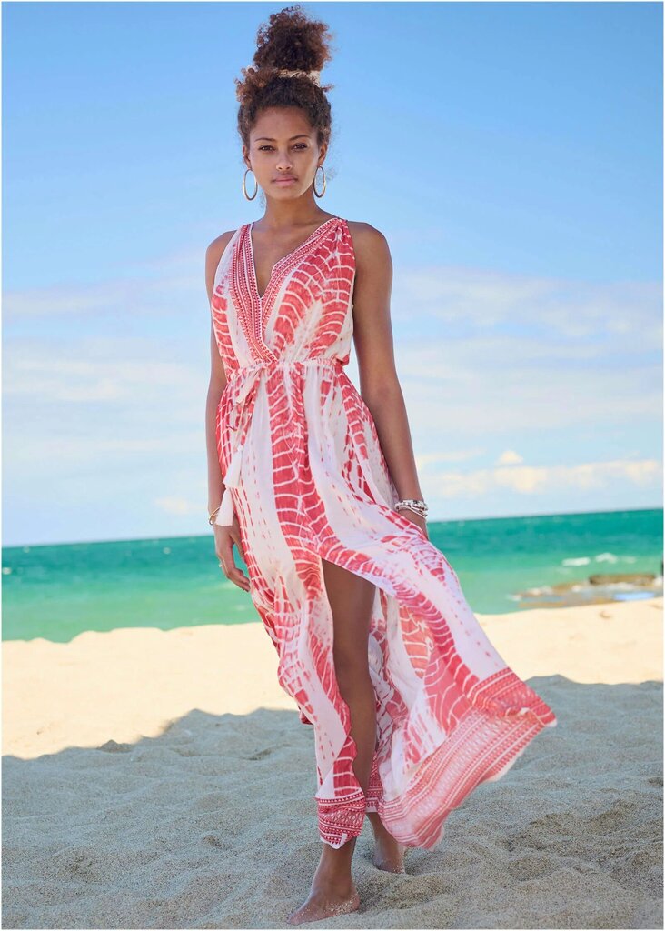 Venus Maxi Cover-Up Dress in Pink Tie Dye - Size Small