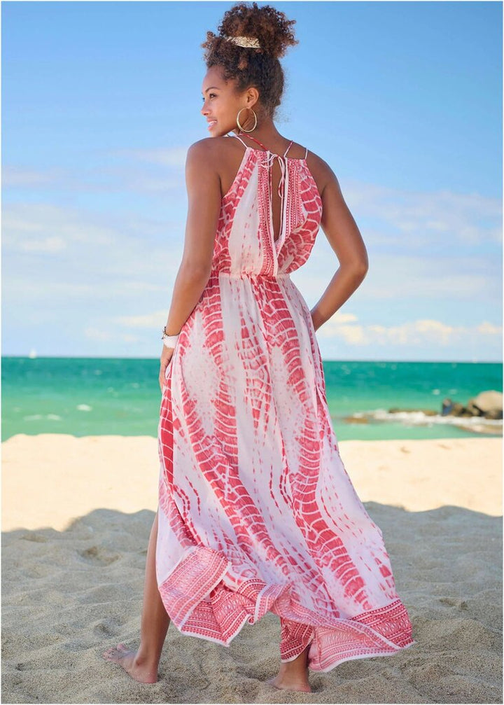 Venus Maxi Cover-Up Dress in Pink Tie Dye - Size Small