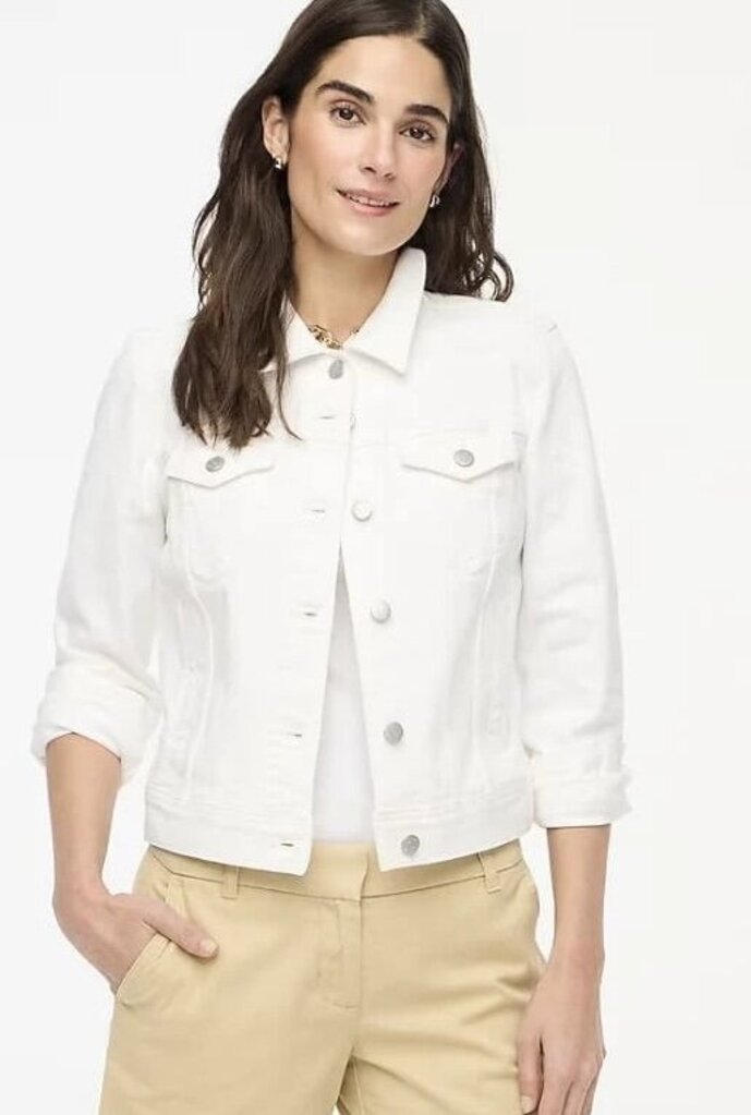 J Crew Classic Denim Jacket In White - Size XXS