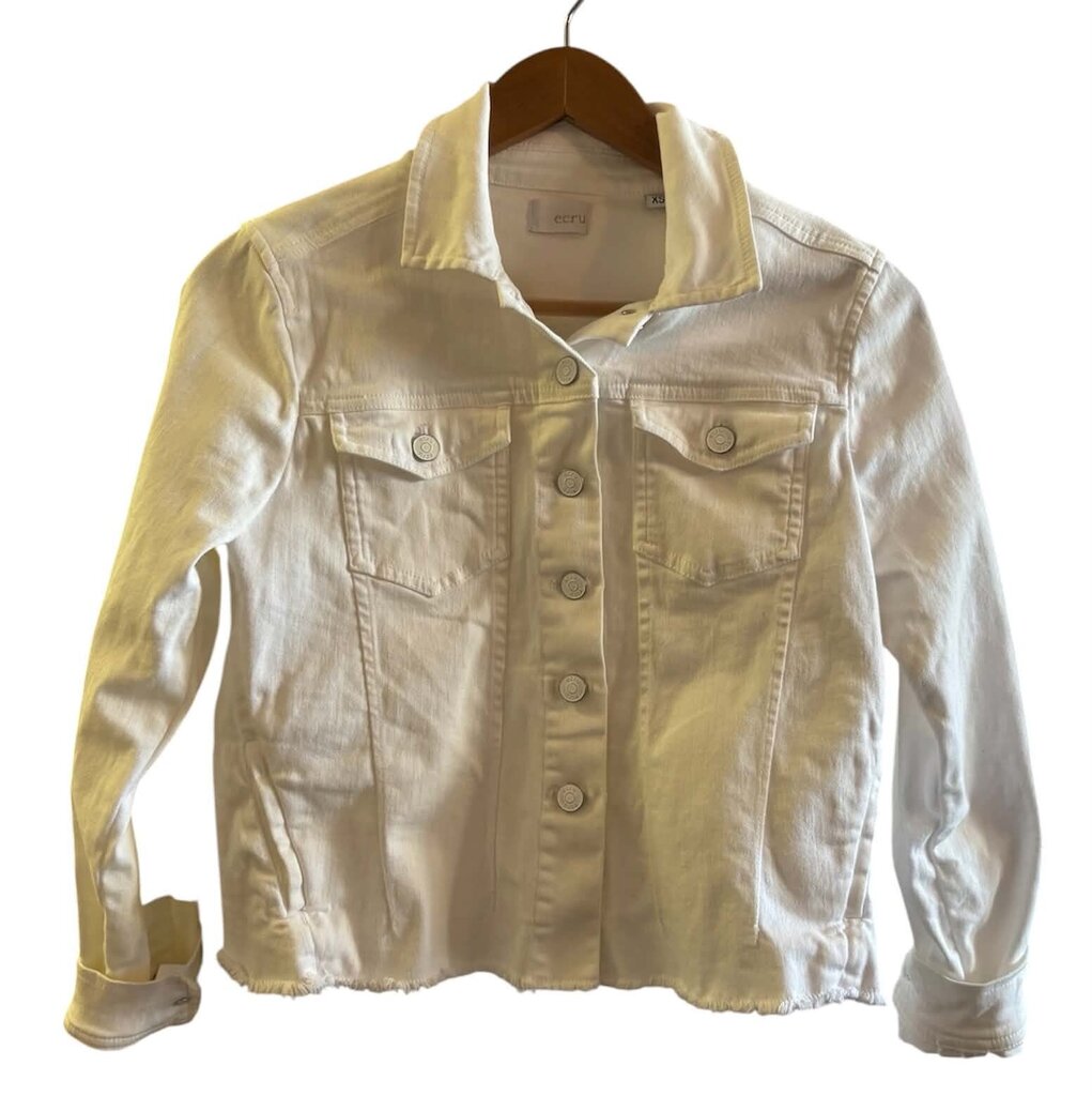Ecru Denim Jacket In White - Size XS