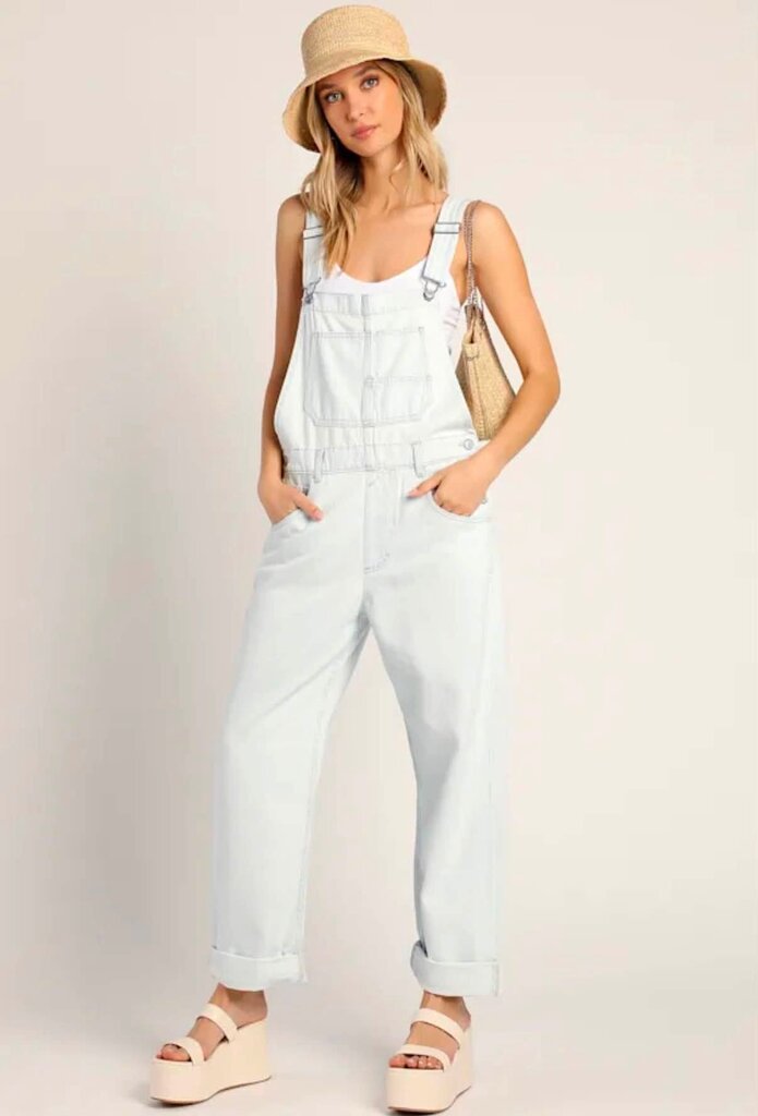 Free People Ziggy Denim Light Wash Overalls - Size XS