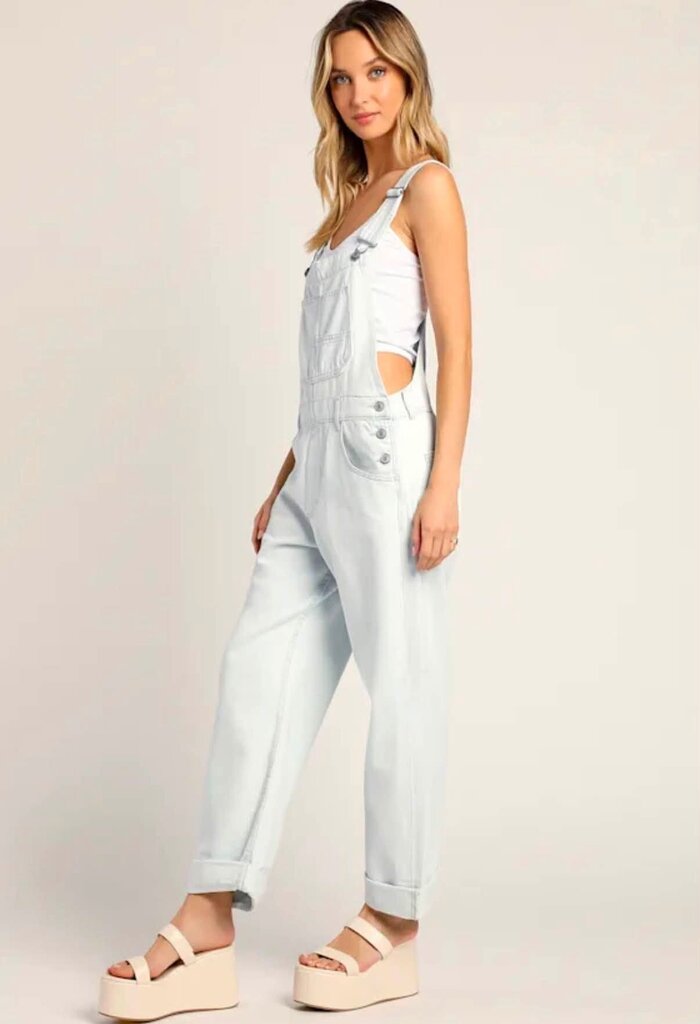 Free People Ziggy Denim Light Wash Overalls - Size XS