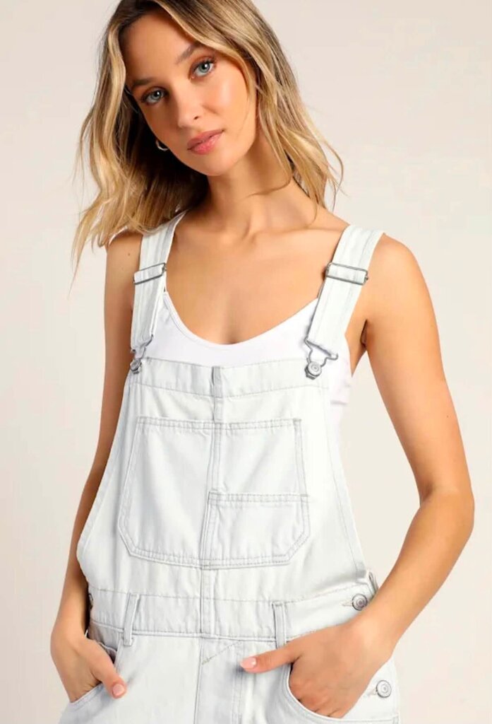 Free People Ziggy Denim Light Wash Overalls - Size XS