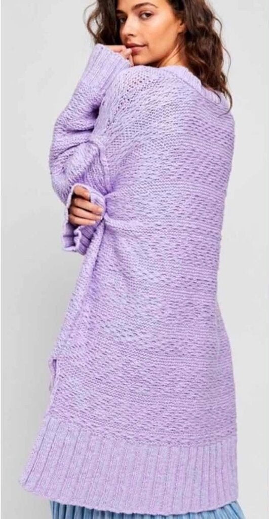 Free People NWT Sparrow Sweater In Lavendula - Size XL (Retails For $128)