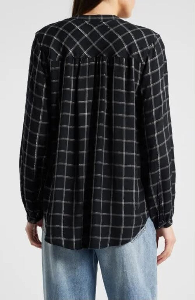 Rails Eloise Metallic Windowpane Button Up Blouse - Size Medium