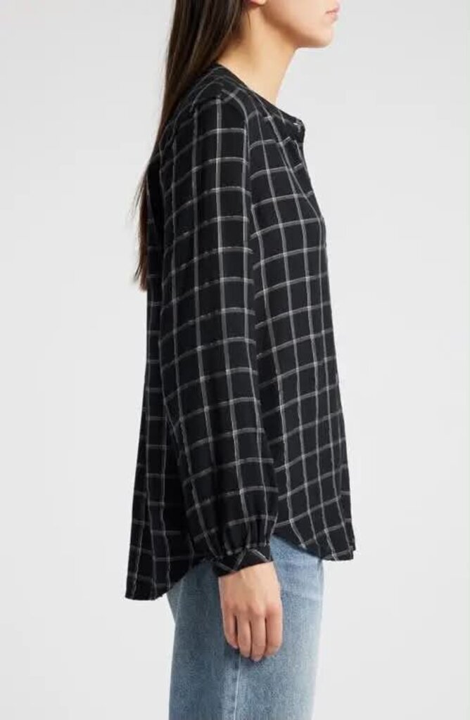 Rails Eloise Metallic Windowpane Button Up Blouse - Size Medium