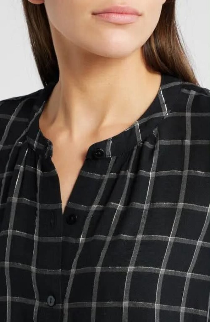 Rails Eloise Metallic Windowpane Button Up Blouse - Size Medium