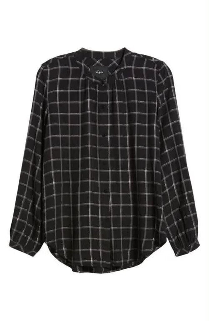 Rails Eloise Metallic Windowpane Button Up Blouse - Size Medium