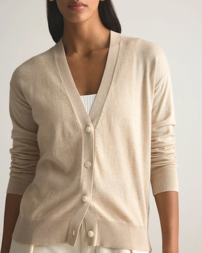 Quince Lightweight Cotton Cashmere Cardigan - Size Small