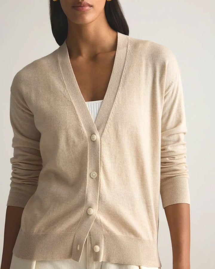 Quince Lightweight Cotton Cashmere Cardigan - Size Small