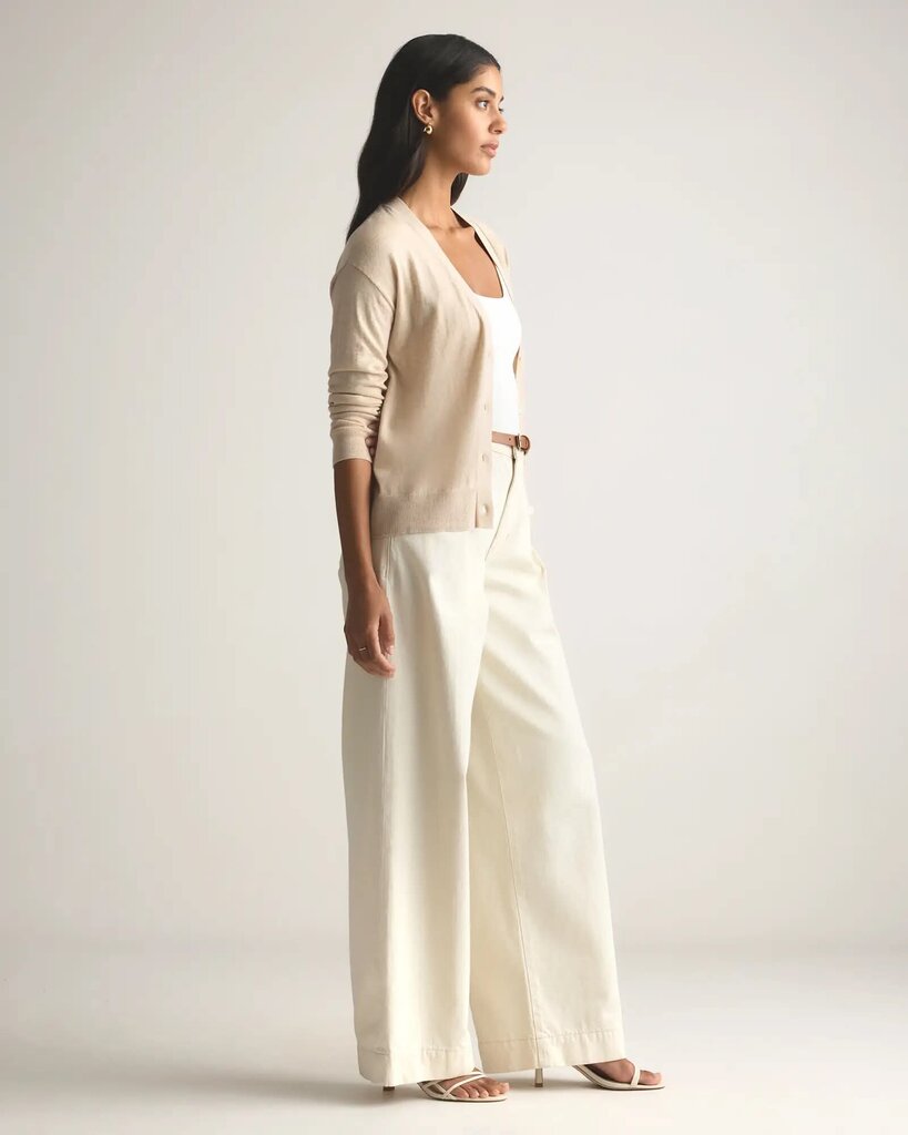 Quince Lightweight Cotton Cashmere Cardigan - Size Small