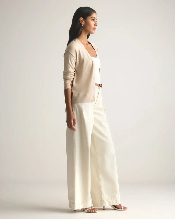 Quince Lightweight Cotton Cashmere Cardigan - Size Small