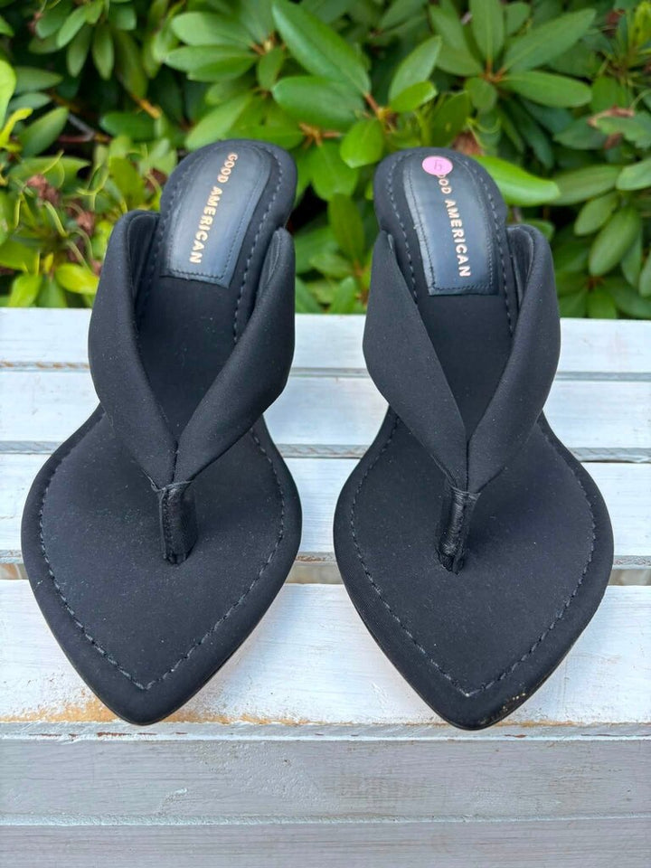 Good American Cinderella Wedge Thong Sandals - Size 9