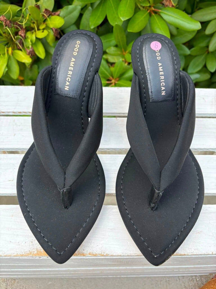 Good American Cinderella Wedge Thong Sandals - Size 9