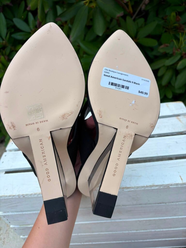 Good American Cinderella Wedge Thong Sandals - Size 9