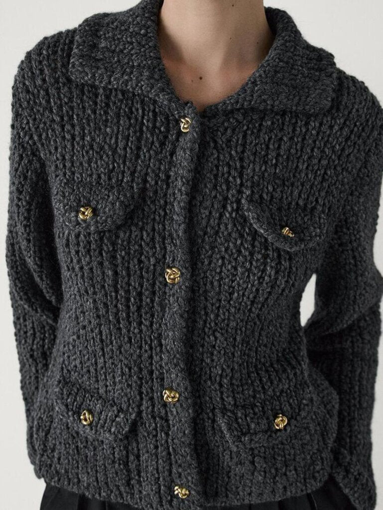 Massimo Dutti Knit Cardigan with Pocket Details - Size XS