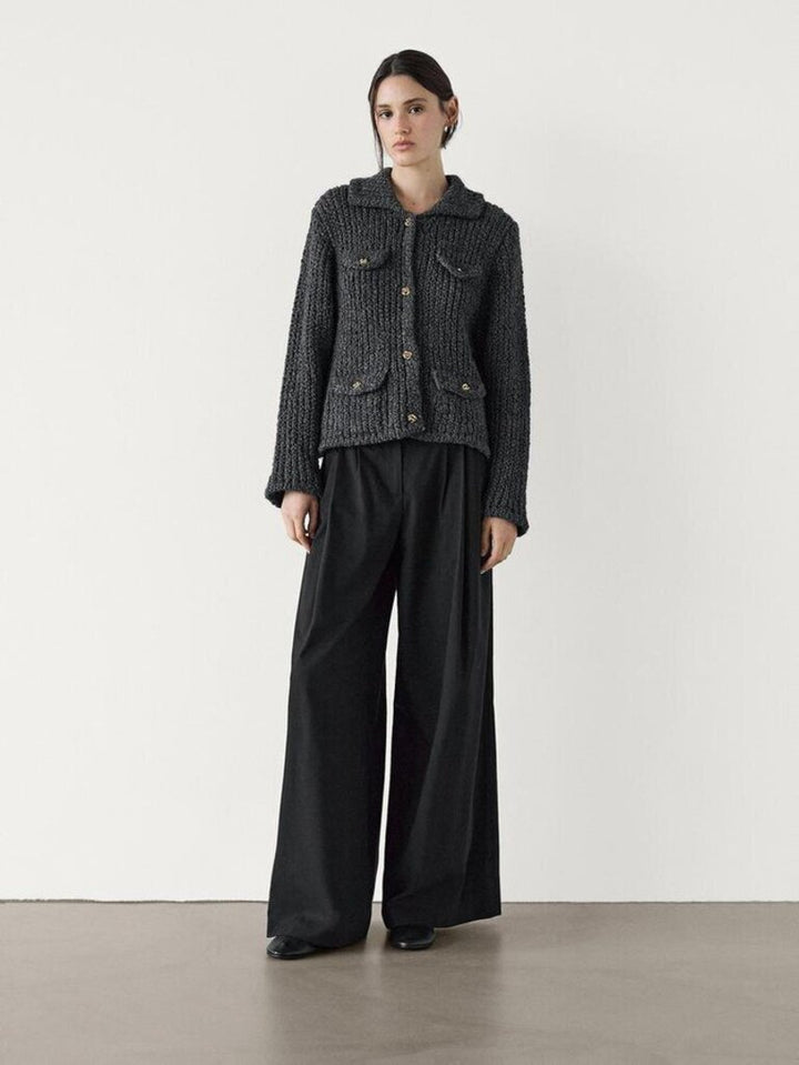 Massimo Dutti Knit Cardigan with Pocket Details - Size XS