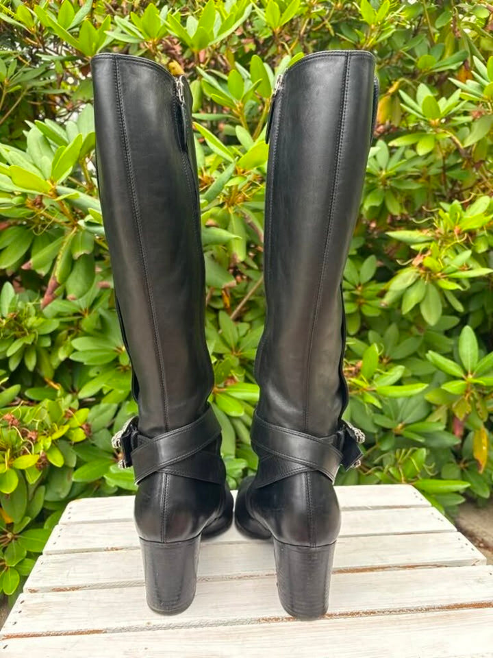 Gucci Dionysus Leather Riding Boots - Size 38
