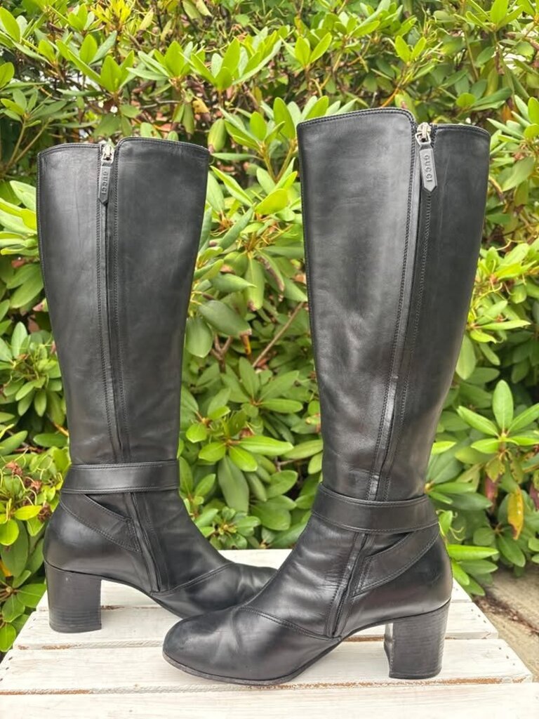 Gucci Dionysus Leather Riding Boots - Size 38