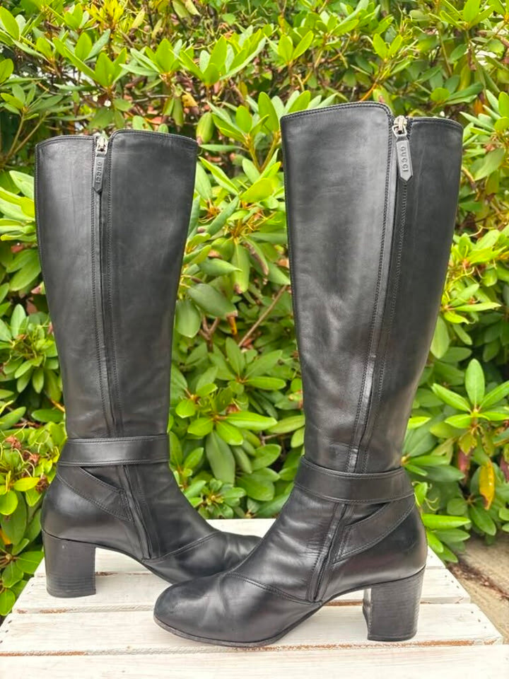 Gucci Dionysus Leather Riding Boots - Size 38