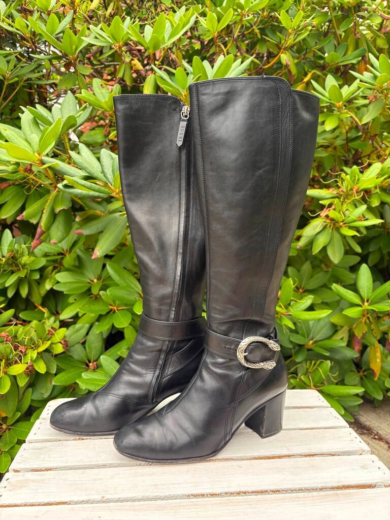 Gucci Dionysus Leather Riding Boots - Size 38