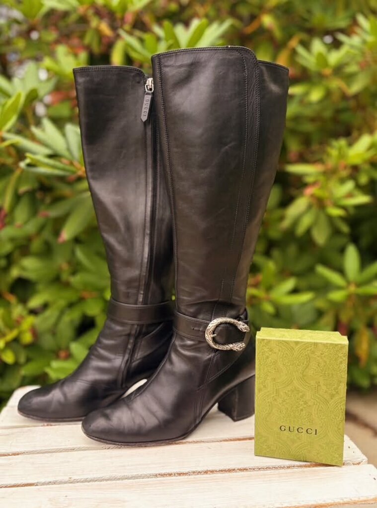 Gucci Dionysus Leather Riding Boots - Size 38