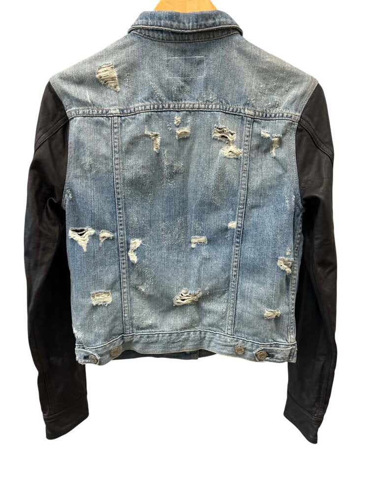 Rag & Bone Denim Jacket with Leather Sleeves - Size XS