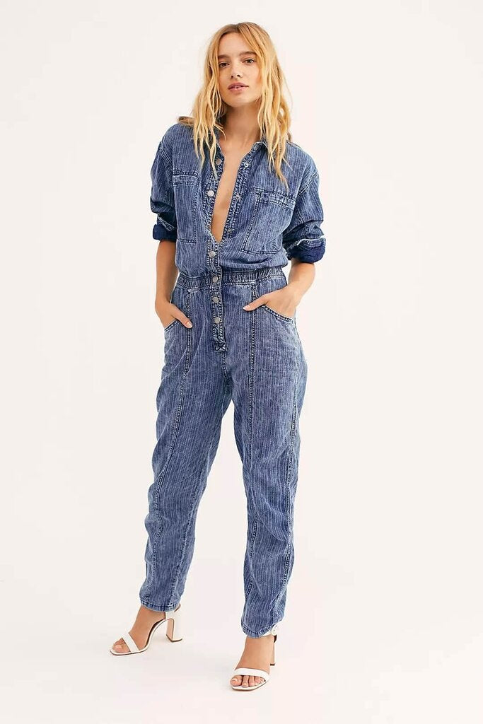 Free People Ari Coverall in Blossom Blue - Size Small