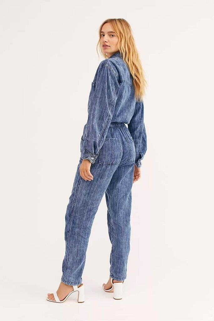 Free People Ari Coverall in Blossom Blue - Size Small
