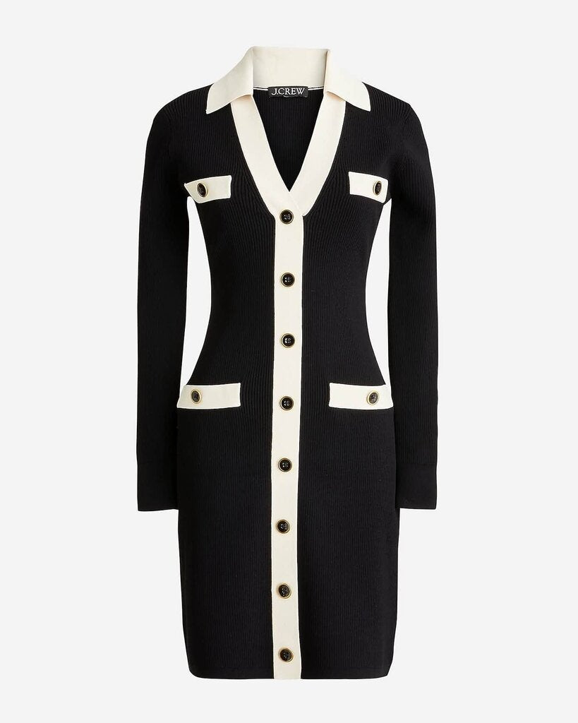 J Crew NWT Contrast Mini Sweater Dress in Supersculpt Yarn - Size Medium