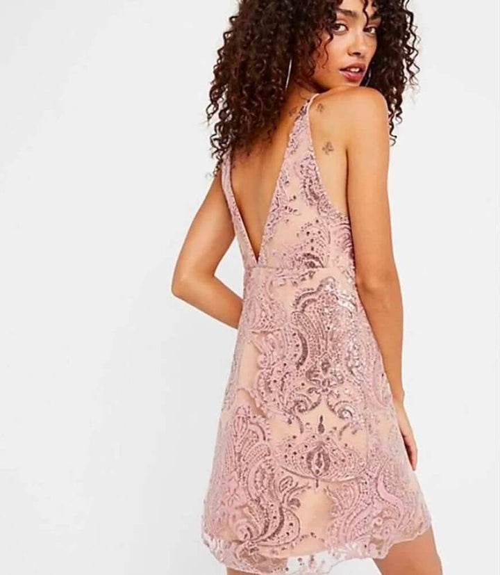 Free People Night Shimmers Mini Dress - Size 6