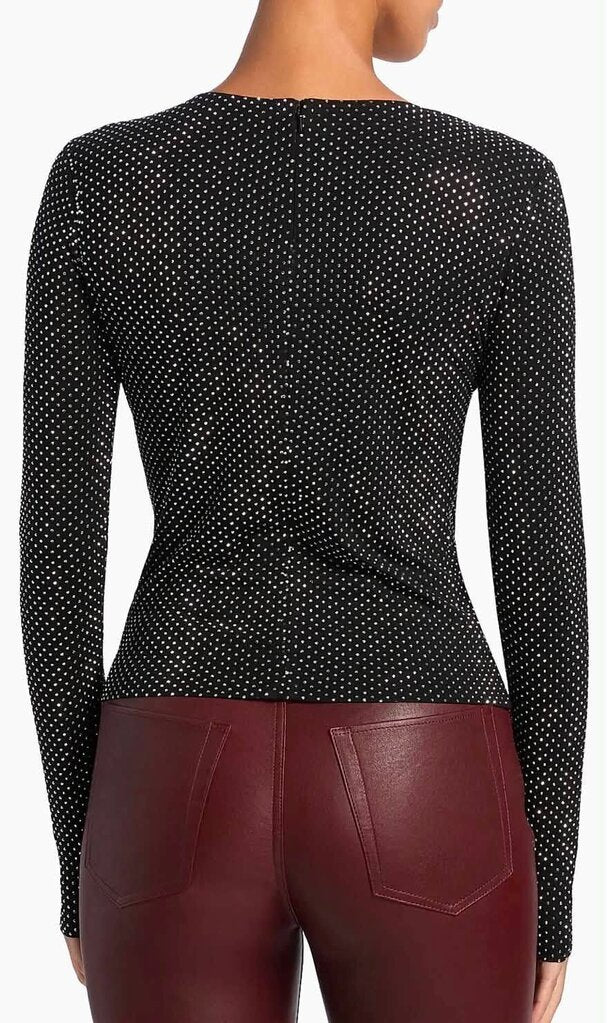 Frame Rhinestone-Embellished Jersey Top - Size Medium (Retails For $398)
